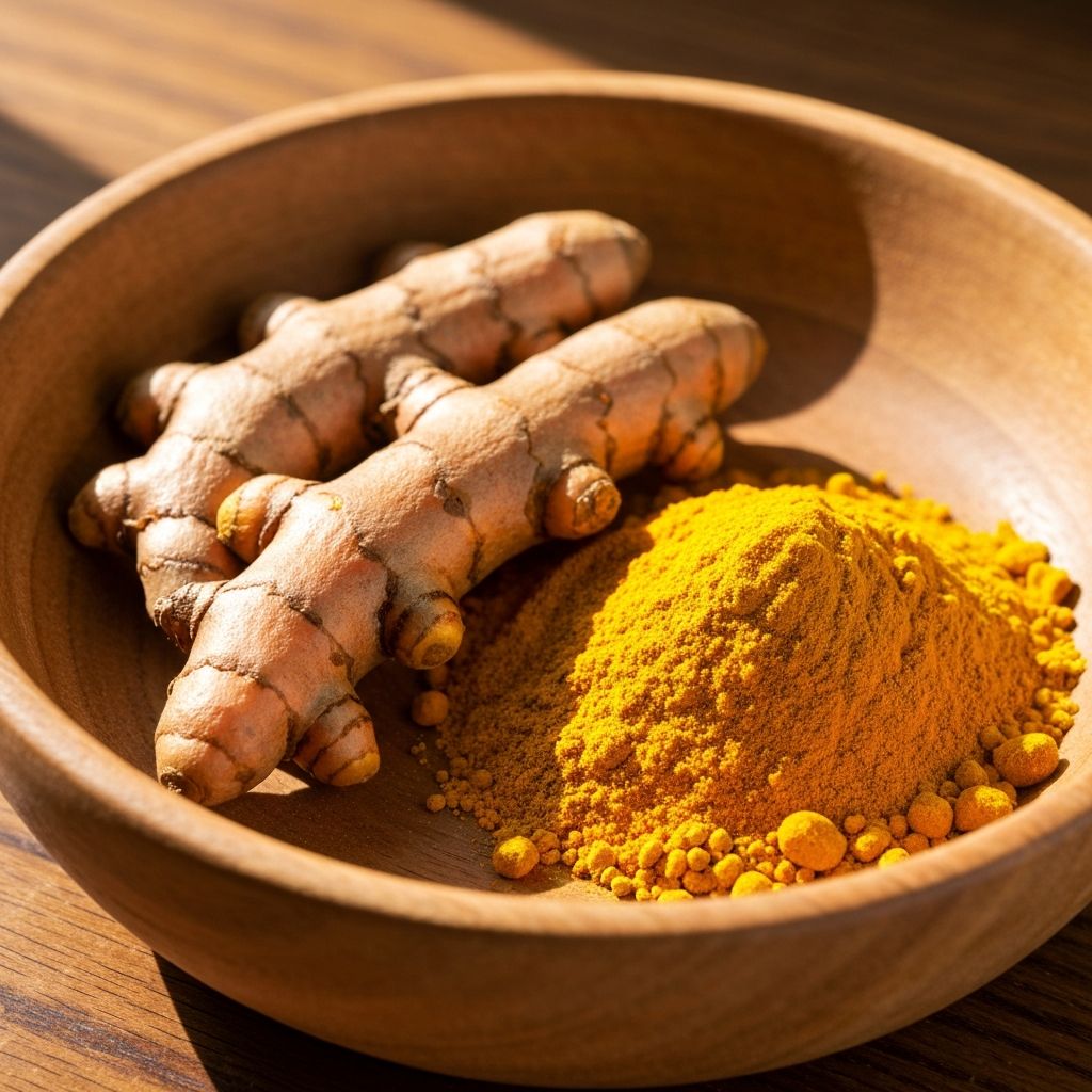 Turmeric root and curcumin powder